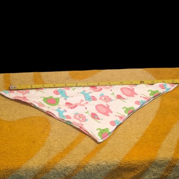 White, Pink, & Blue Colorful Elephant, Horse, Owl, & Bird Print Pet Bandana - Picture 8 of 9